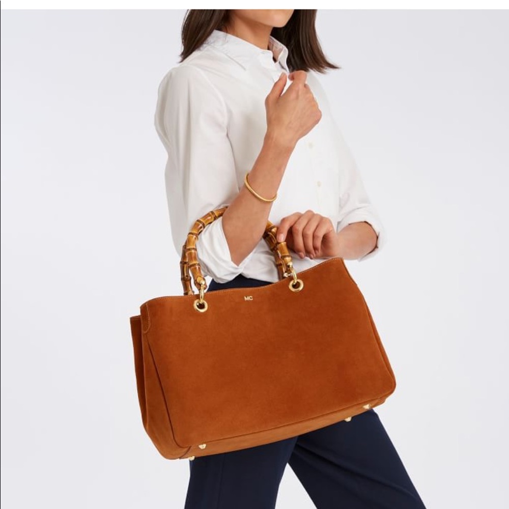 Mark and Graham Elisabetta Bamboo Suede Handbag